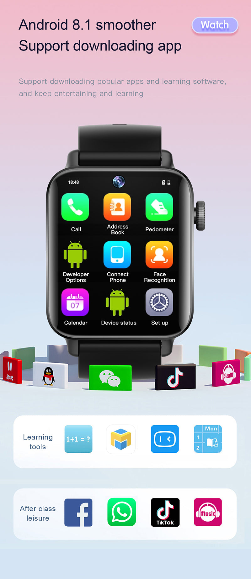 Smart watch Supports #Bluetooth #wireless #connection to play #music #remotely🎵Supports USB, #supports TF, supports SD reading, and also supports #AUX connection